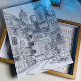 Nightscape LED Light Painting – Neon Future in Light and Shadow Wall Art