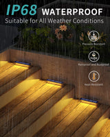 LED Step Lamp Stair Light Outdoor IP68 Waterproof Solar Light with Lens Anti-Theft Design Decor Lighting for Garden Deck Path