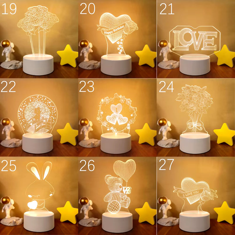 3D LED Lamp Creative 3D LED Night Lights Novelty Illusion Night Lamp 3D Illusion Table Lamp for Home Decorative Light