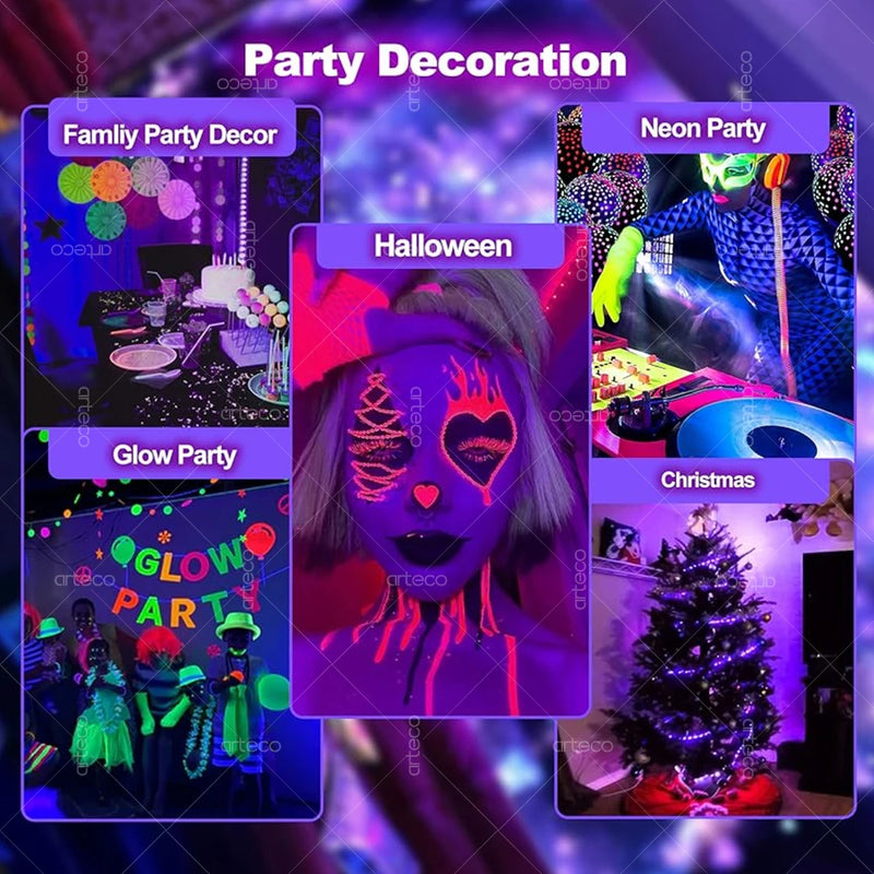 USB UV LED Strip Light Glow in Dark Led Blacklight 385-400Nm Ultraviolet UV Lamp for Halloween Fluorescence Party Neon Posters