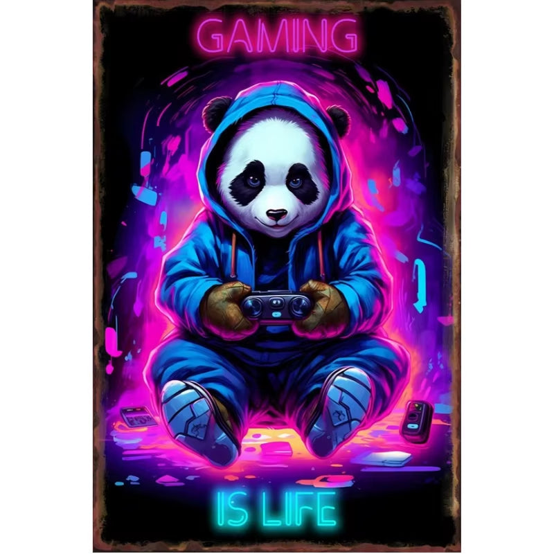 Game Animal Neon Metal Signs Posters for Gamer Room Pub Bedroom Tin Sign Decorative Plaques Painting Wall Aesthetical Decoration