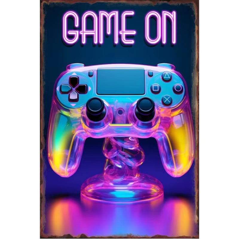 Game Animal Neon Metal Signs Posters for Gamer Room Pub Bedroom Tin Sign Decorative Plaques Painting Wall Aesthetical Decoration
