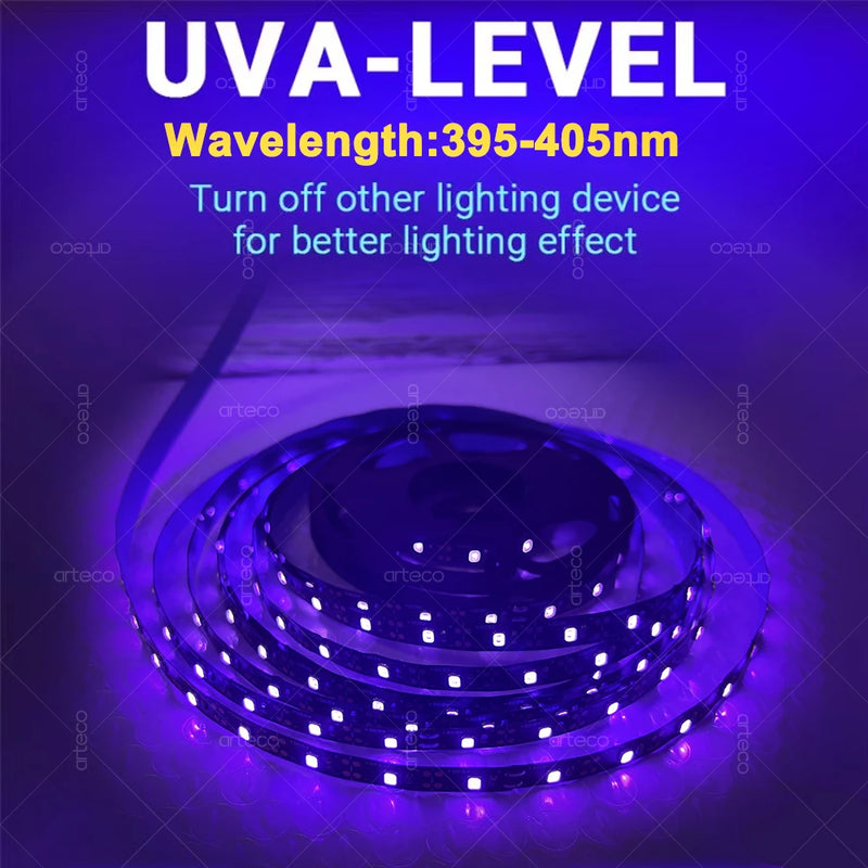 USB UV LED Strip Light Glow in Dark Led Blacklight 385-400Nm Ultraviolet UV Lamp for Halloween Fluorescence Party Neon Posters