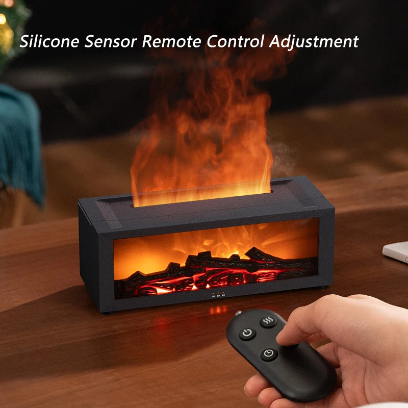 Ultrasonic Humidifier 150Ml Fireplace Aroma Machine 7 Color Flame Remote Control Auto off Timer for Home and Office Use