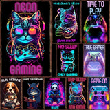 Game Animal Neon Metal Signs Posters for Gamer Room Pub Bedroom Tin Sign Decorative Plaques Painting Wall Aesthetical Decoration