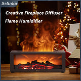 Ultrasonic Humidifier 150Ml Fireplace Aroma Machine 7 Color Flame Remote Control Auto off Timer for Home and Office Use