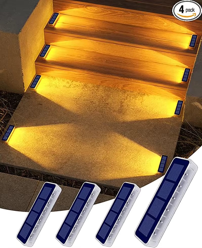 LED Step Lamp Stair Light Outdoor IP68 Waterproof Solar Light with Lens Anti-Theft Design Decor Lighting for Garden Deck Path