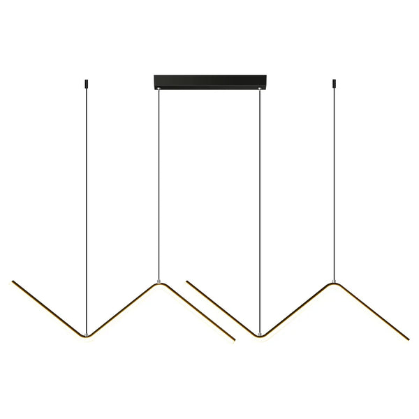 Nordic Iron Art Hanging Lamp Wave Shape Living Room Ceiling Pendant Lamp Decor Black Gold Industrial Lamp for Dinning Room 26W