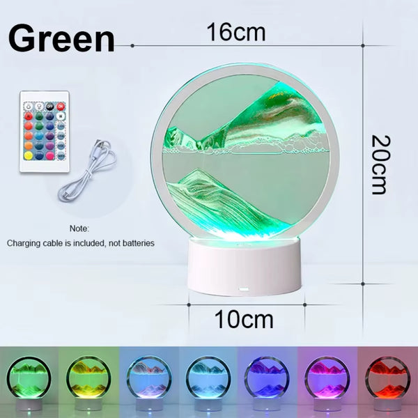 Creative Quicksand Night Light with 16 Colors USB Sandscape Table Lamp 3D Natural Landscape Bedside Lamps Office Home Decor Gift