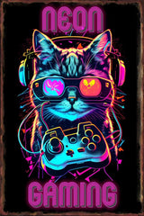 Game Animal Neon Metal Signs Posters for Gamer Room Pub Bedroom Tin Sign Decorative Plaques Painting Wall Aesthetical Decoration