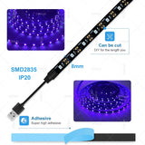 USB UV LED Strip Light Glow in Dark Led Blacklight 385-400Nm Ultraviolet UV Lamp for Halloween Fluorescence Party Neon Posters