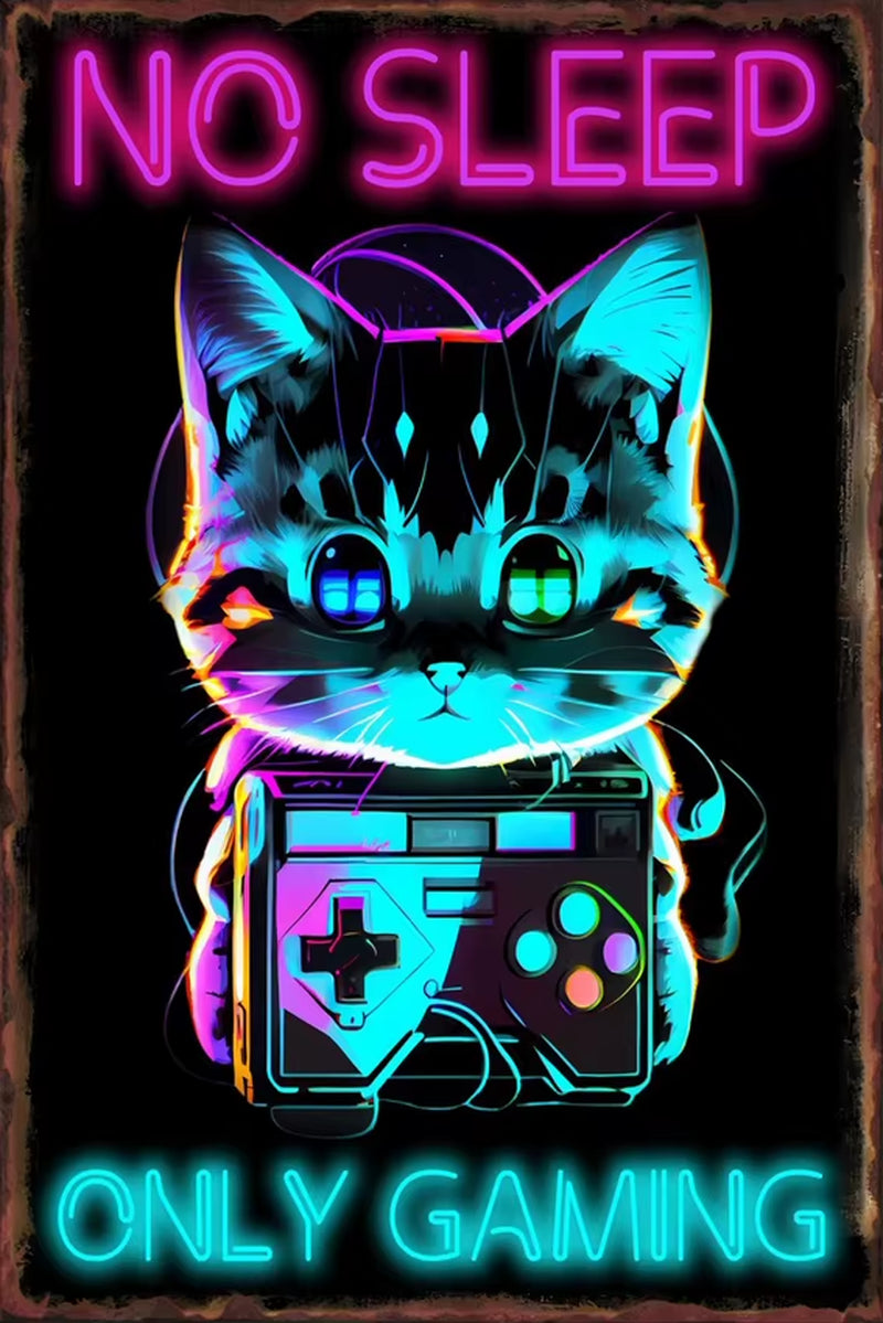 Game Animal Neon Metal Signs Posters for Gamer Room Pub Bedroom Tin Sign Decorative Plaques Painting Wall Aesthetical Decoration