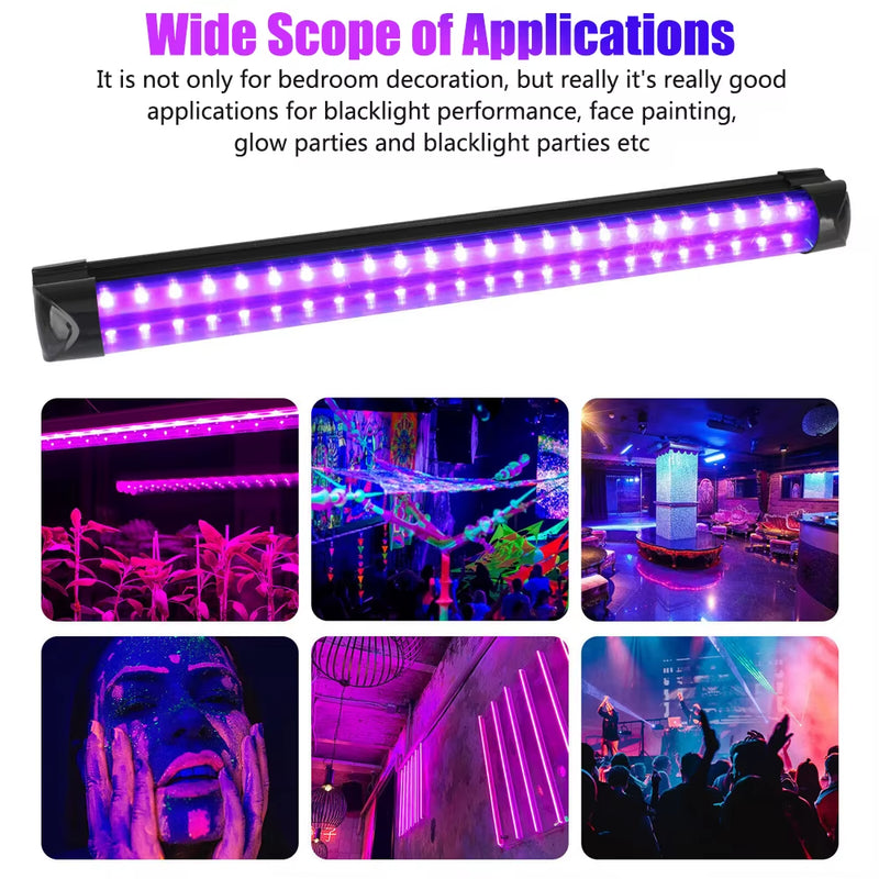 Black Light Tube 5W/10W USB EU/US Plug UV LED Black Light Lamp 395 Nm Black Light Bar Light Effect Party Light Stage Lighting